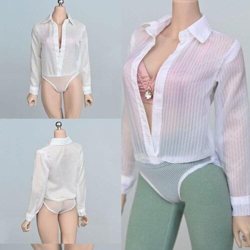 In Stock 1/6 Scale Sexy Female Soldier One-Piece Shirt Lightweight and Translucent Clothes Model for 12 inches Body