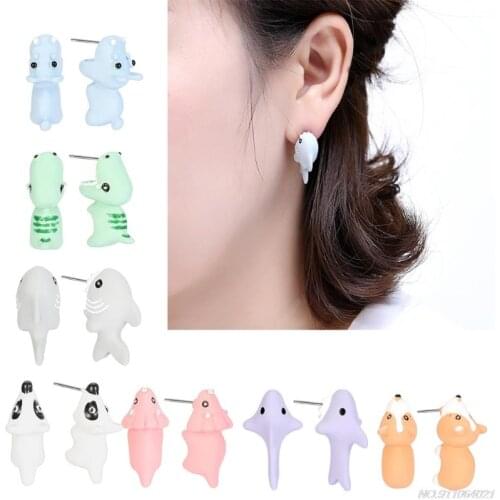 Small Animal Hippo Dinosaur Shark Corgi Combination Earrings European and American Personality Style Earrings Jewelry wholesales