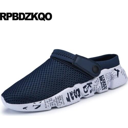 Slides Slip On Size 45 Plus Mens Mesh Shoes Summer Casual Strap Closed Toe Sandals 46 2021 Slippers Black Fashion Big Mules