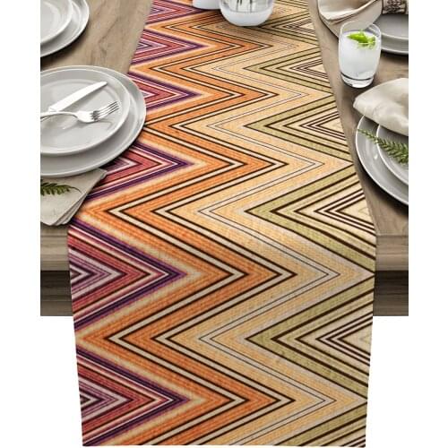 Ethnic Style Stripes Abstract Design Table Runner Home Dining Table Decor Placemat Hotel Wedding Table Decor Tablecloth
