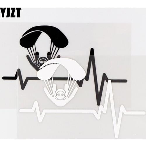 YJZT 15.7×9.8CM Heartbeat Jump Parachute Funny Body Decor Car Sticker Vinyl Decals Black / Silver 10A-0644