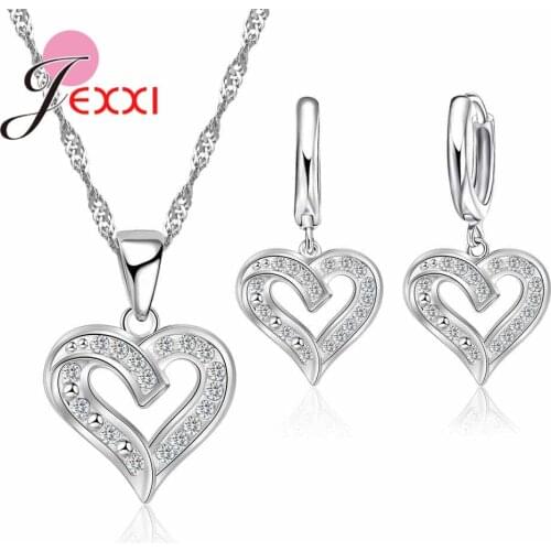 925 Sterling Silver Women Girls Accessories Jewelry For Party Necklace Earrings Sets High Quality Wave Style For Wedding