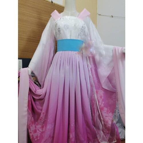 3 Designs Female Male Cosplay Costume Hanfu Peach Blossom Fairy Tao Tie Rose Beige Color for Computer Game Devil Wants to Hug