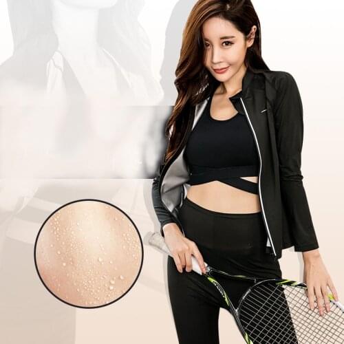 Sauna Sweat Suits for Women Weight Loss Fitness Gym Exercise Jacket Shirt Pants Full Body Long Sleeve Tracksuit Silver Inner