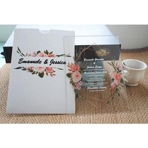 High Quality Wedding Invitation Card Bridal Shower Cards with Pocket Envelop Elegant Style