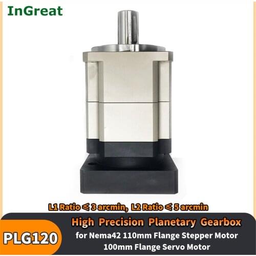 19,24mm Input High Precision 3Arcmin 3:1-100:1 Ratio Planetary Gearbox Helical Gear Reducer for Nema42 110mm 130mm Stepper Motor