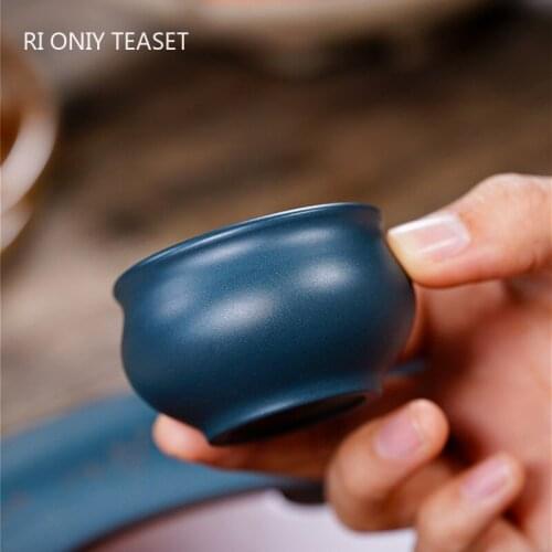 2 Pcs/set Yixing Purple Clay Small Teacup Famous Handmade Tea Bowl Master Tea Cup Customized HomeTea Set Accessories 30ml