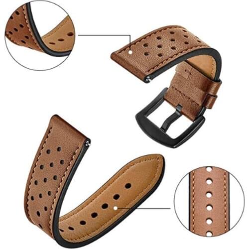 22mm strap for samsung galaxy watch 46mm S3 Frontier/Classic huawei watch gt band Genuine Leather belt smart watch bracelet