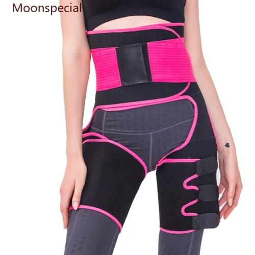 3 in 1 Sweat Sauna Effect Neoprene Waist Trainer waist thigh trimmer Double Compression Belt Leg Support Butt Lifter Workout