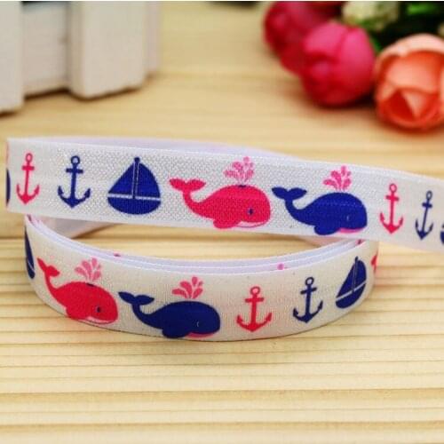 5/8'' Free shipping Fold Elastic FOE navy sea printed headband headwear hairband diy decoration wholesale OEM P5387