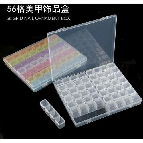 56 grids independent detachable small grid nail art jewelry storage box rhinestone pearl nail shop special storage box set