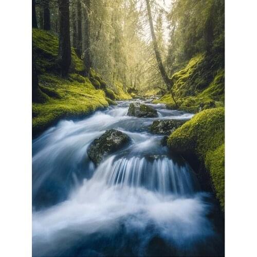 5D DIY Diamond Painting Forest River Scenery Full Drill Diamond Embroidery Cross Stitch Mosaic Rhinestone Home Decor Gifts