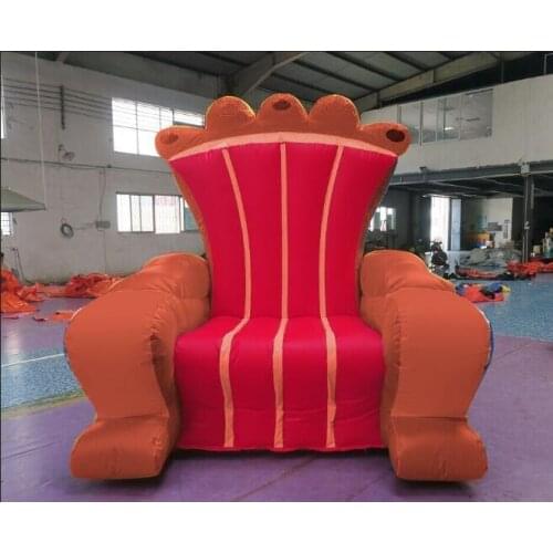 Free air ship to door!2m high inflatable king sofa inflatable imperial crown chair, airtight PVC inflatable chair for sale