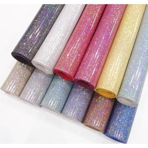 135*30cm Shiny Holographic Laser Metallic PU Soft Faux Artificial Leather Fabric Sheet for Shoe /Bag/DIY Accessories/Handbag