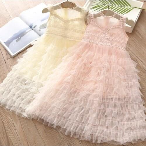 Baby Girls Tutu Dress Summer New Kids Korean Net Yarn Princess Dress Toddler Girls Party Clothes Dress Baby Birthday Cake Dress