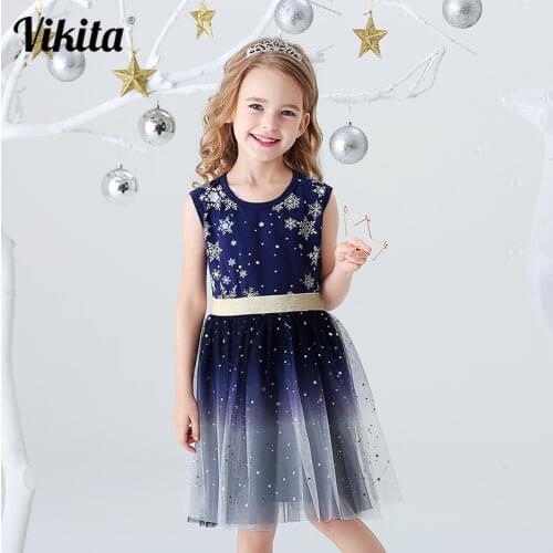 VIKITA Brand Kids Sleeveless Dress for Girls Princess Party Costumes Gradient Dress for Kids Girls Children Sequins Tutu Dresses