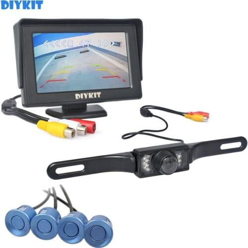 DIYKIT 4.3" Rear View Car Monitor + Video Parking Radar + IR Night Vision Backup Car Camera Parking Assistance