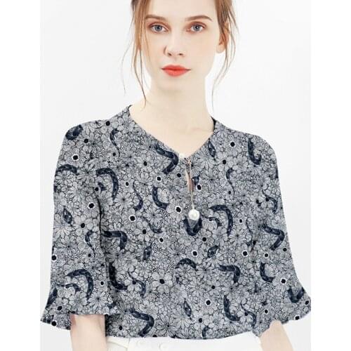 Ancient blue silk crepe de Chine new spring and summer 2017 digital printing silk fabric silk cloth dress skirt fabric