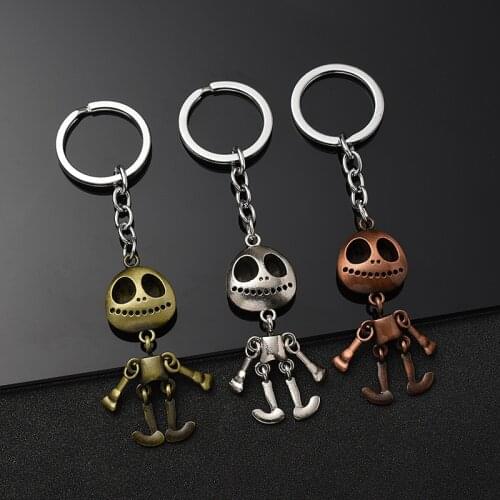 Halloween Robot Alien Keychain Nightmare Jack Skull Cosplay Key Rings Adjustable Key Buckle Hip Hop Key Car Accessories