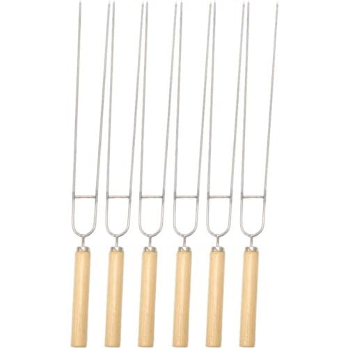 Barbecue Tools 6 Pcs Set Stainless Steel Meat Grill U Shape Fork Outdoor Cooking -Y102