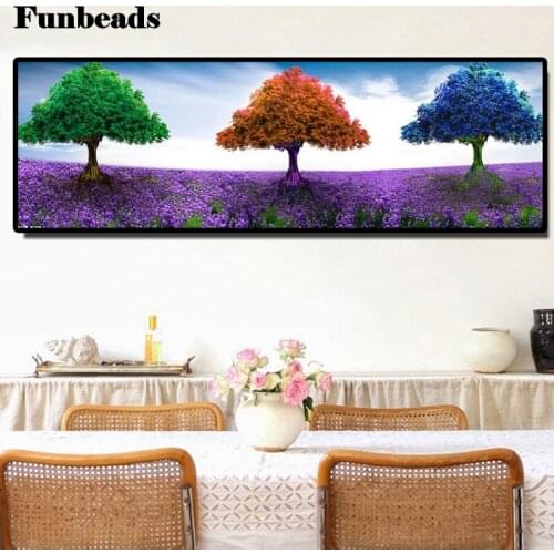 Full square diamond painting Lavender field pictures for embroidery round diamond mosaic paintings Four Seasons Tree decor FF578