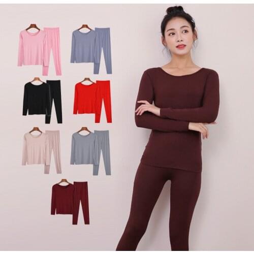 Womens Thermal Underwear Set Base Thermal Underwear Thin Slim Fit Body-hugging Modal Cotton Jersey Winter