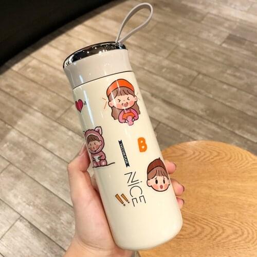 400ml Good-looking Vacuum Cup Girl Heart Cute Simple Japanese Harajuku Style for Students Cup Portable Small Water Cup Female