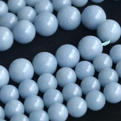 Wholesale Natural Genuine Blue Angelite Anhydrite Celestite Round Loose Stone Beads 3-18mm Fit Jewelry15" 04048