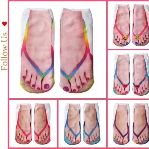 Hot Selling 3D No-Show Socks Volumetric Printing Socks Flip-flops Socks Full Fun Socks