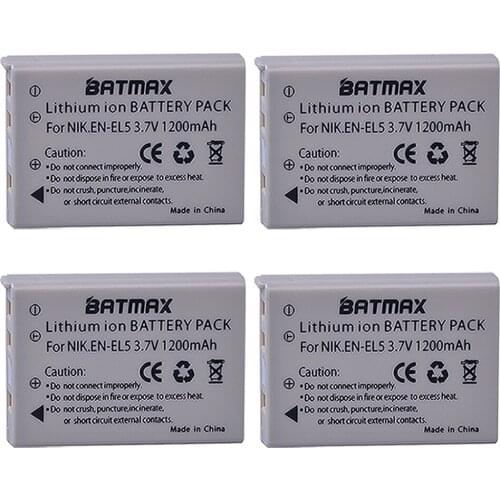 High capacity 3.7V 1200mAh Li-ion Batteries(4-PACK) EN-EL5 ENEL5 EN EL5 for Nikon Coolpix 3700 Coolpix 4200 5200 Coolpix 5900