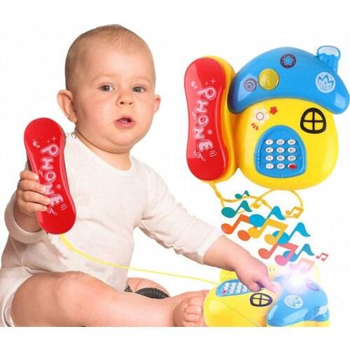 Cartoon Mushroom Telephone Music Light Electronic Vocal Toy Phone Childhood Educational Phone Toy Baby Learning Toy Gifts