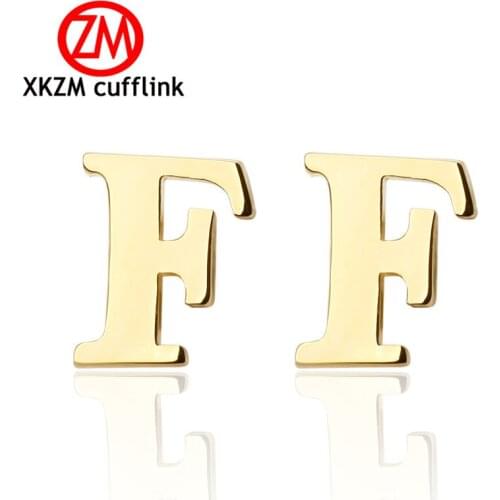 Wholesale Mens Cuff Links golden letter F Cuff Link CUSTOM Cufflinks Men Accessories men cufflinks high quality button