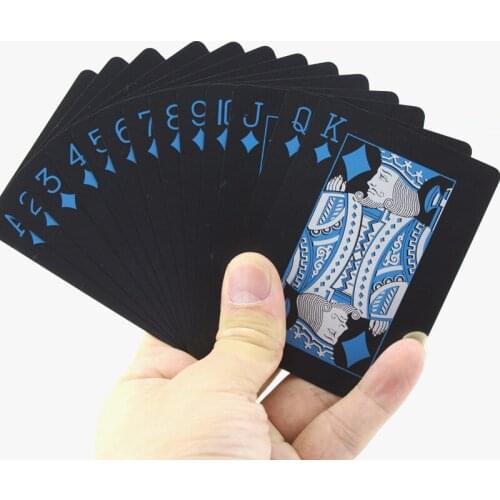 New Waterproof PVC Pure Black Magic Box-packed Plastic Playing Cards Set Deck Poker Classic Party Gifts Magic Tricks Tool Pokers