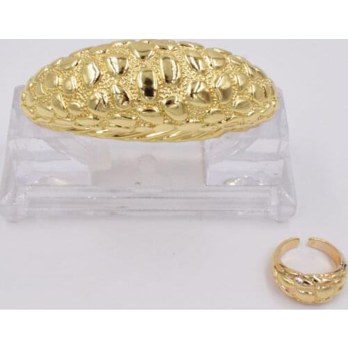 NEW High Quality Ltaly 750 Gold color Jewelry Set For Women african beads fashion Bracelet Ring jewelry