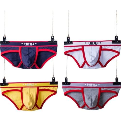 HIRO New men sexy cotton panties sports breathable underwear low waist briefs plus size M-2XL Underpants Shorts U Convex Pouch