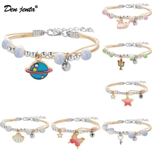 New Girl Butterfly Shell Bracelet For Women Beads Universe Ceramic Adjustable Couple Girlfriends Bracelet Jewelry