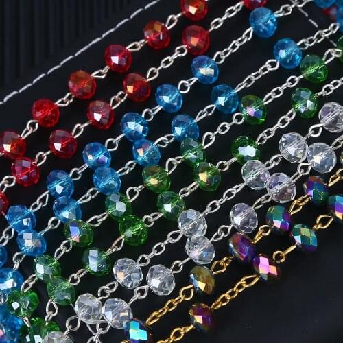Six-Color Crystal Beads Catholic Rosary Necklace Virgin Holy Land Baby Religious Cross Necklaces Men And Women Chris