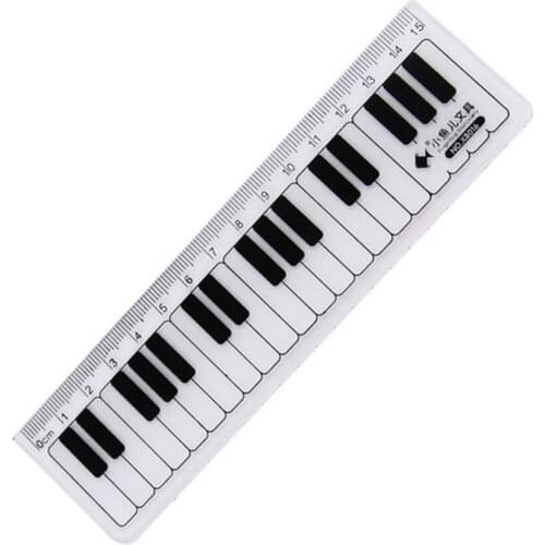 15cm Plastic Ruler Straight Ruler Plastic Measuring Tool for Student School Office Black White Musical Notes Piano Stationery