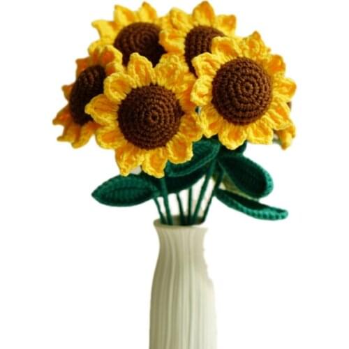 Handmade DIY Knitting Crochet Material Package Sunflower Daisy Wool Homemade Gift Simulation Bouquet