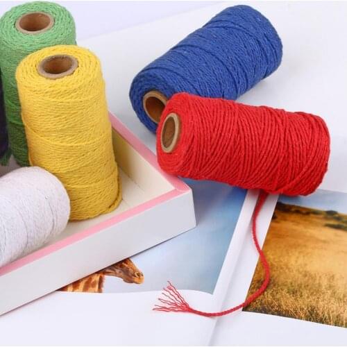 40% Dropshipping!!1 Roll 2mm Macrame Cord Colorful Colorfast Soft Twisted Cotton Rope Macrame Yarn for Knitting
