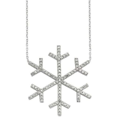 Silver Snow Snowflake Lady Necklace