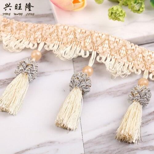 XWL 12M Curtain Lace Trims Tassel Fringe Curtain Accessories Sofa Stage Ribbon Belt DIY Sewing Braided Lace Textile Home Decor