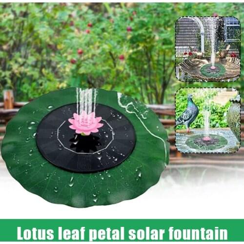 Lotus Leaf-shaped Solar Fountain 6V/1W Floating Water Pond Garden Pool Pumps with 6 Nozzle for Outdoor Garden 21cm can C
