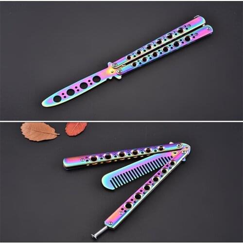 440C Training Knife Folding Titanium Knife Butterfly Cosplay Knife No Edge Dull Tool Black Camo Color Dropship Outdoor Tools