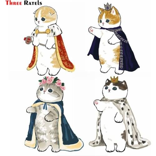 Three Ratels F267 Cool Kitty Cat Wears A Cape Car Sticker Anti Scratch Film Auto Accessories Vinyl School Gifts Decal