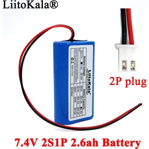 Liitokala 7.4V 18650 Lithium Battery Pack 2S 2.6 Ah Fishing LED Light Bluetooth Speaker 8.4V Emergency DIY Batteries with PCB