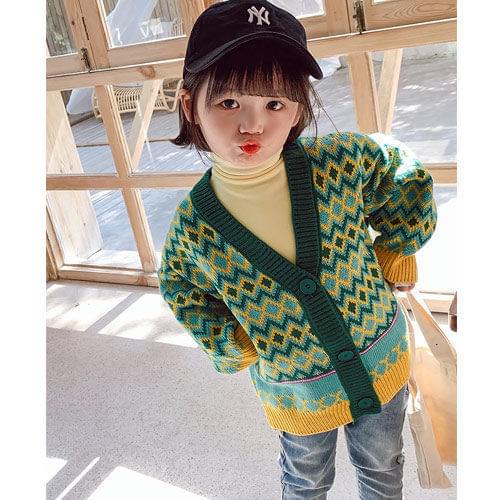Girls' Knitwear Cardigan 2021 Fall New 1-9 years Girl Baby Children Korean Loose Diamond lattice Fall/Winter Sweater Jacket