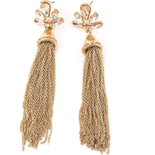 New Chains Tassel Studs Earrings For Women Cute Crystal Alloy Caps Multi Chains Pendant Post Earrings Fashion Jewelry Pendietes