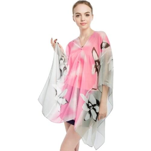 Women Scarf Shawl Poncho Printed Sunscreen Scarf Sun Protection Shawl Beach Shawl Bikini Cover chiffon Comfortable Hot Sale