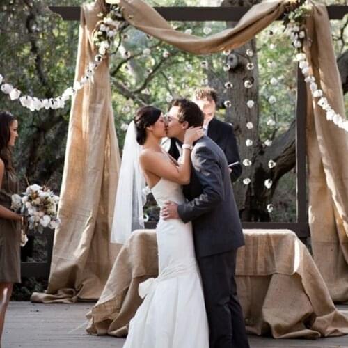 10m Wedding Ribbon Roll Vintage Burlap Table Runners for Country Wedding Party Banquet Table Decorations diy Chair sash bow Band